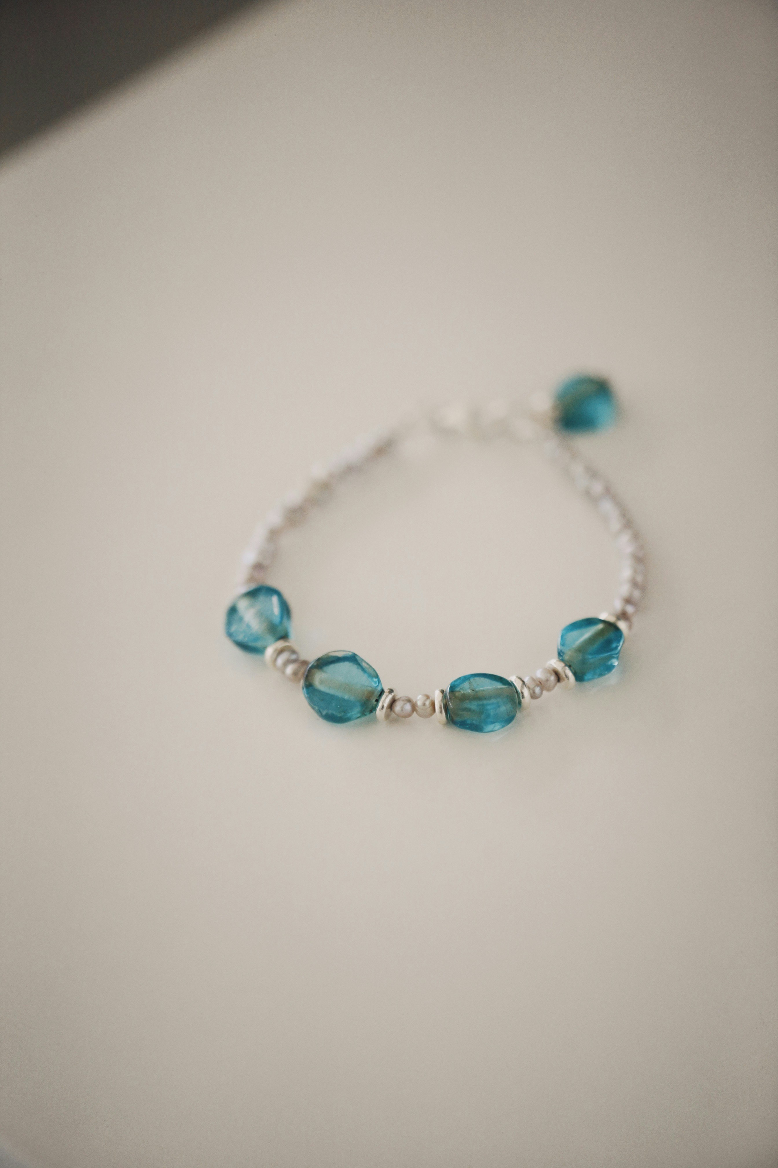 blue and silver beaded bracelet